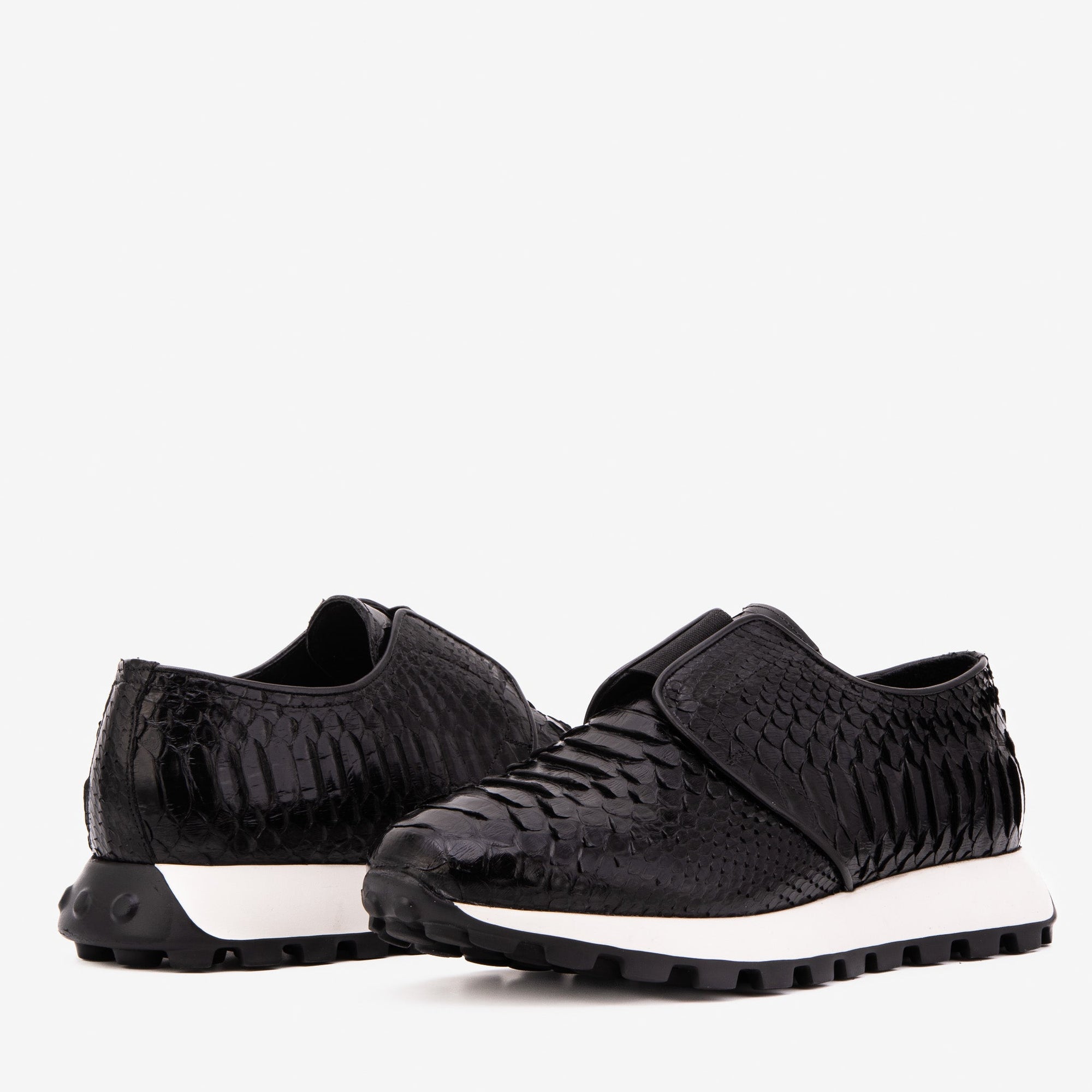 The Obsidian Black Snake Leather Men Sneaker