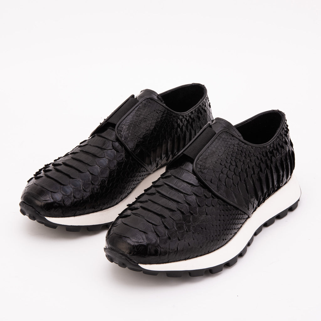 The Obsidian Black Snake Leather Men Sneaker