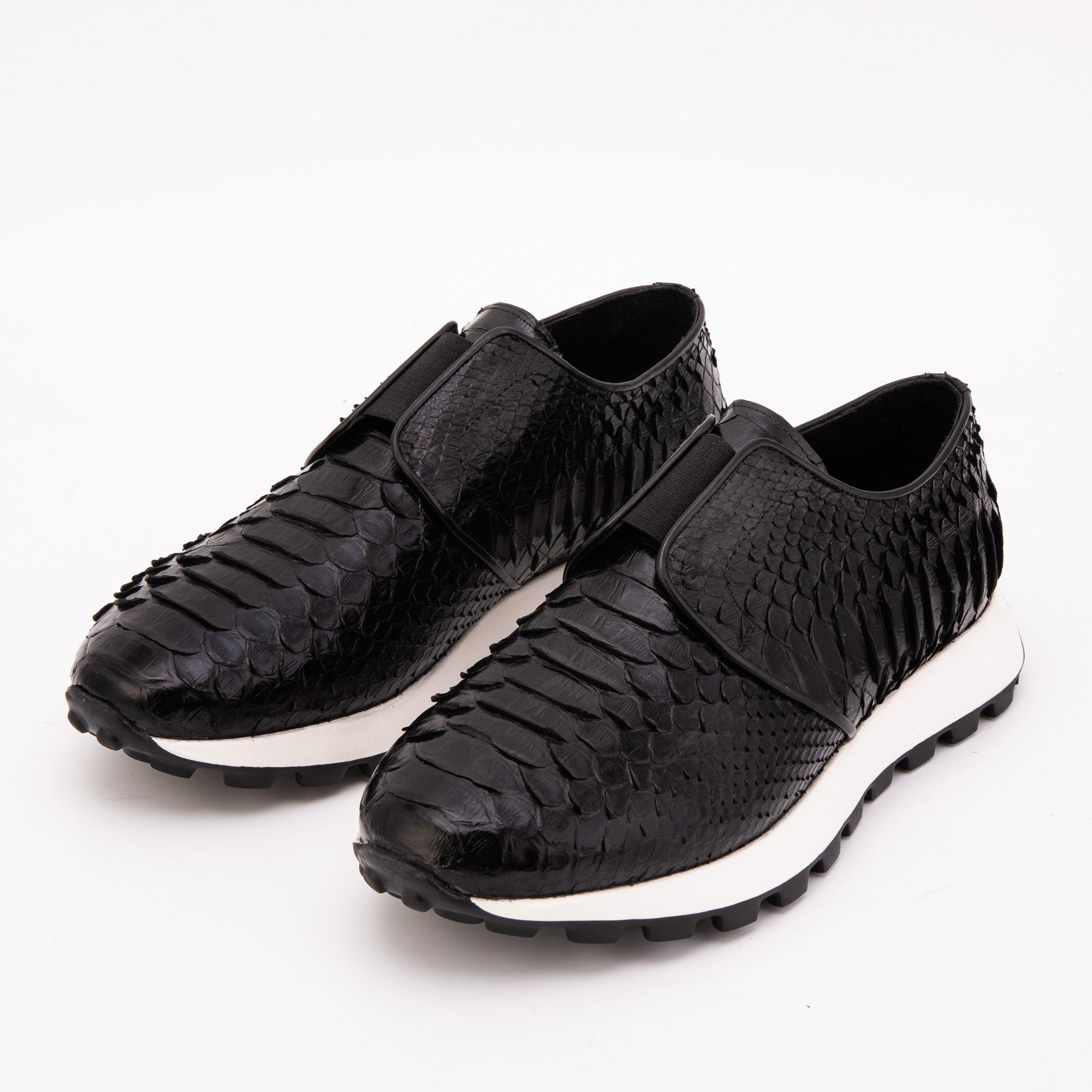 The Obsidian Black Snake Leather Men Sneaker