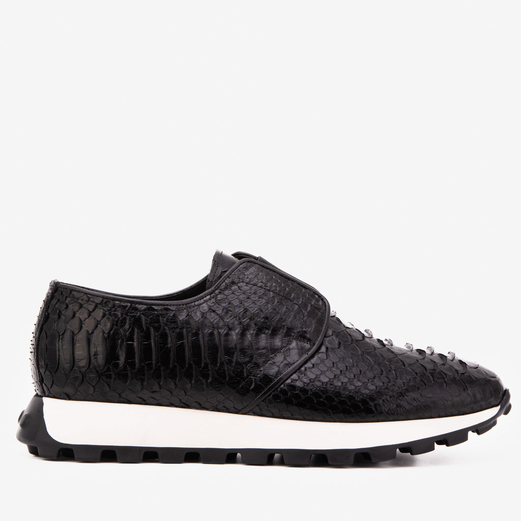The Obsidian Black Snake Leather Men Sneaker