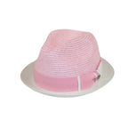 Men's Bently Semi Crushable Fedora Briad Straw Hat Enzo EN202 Pink White