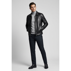 Men's VIA CONDOTTI Fine Lamb Skin Leather Jacket Zippered ENDY Black