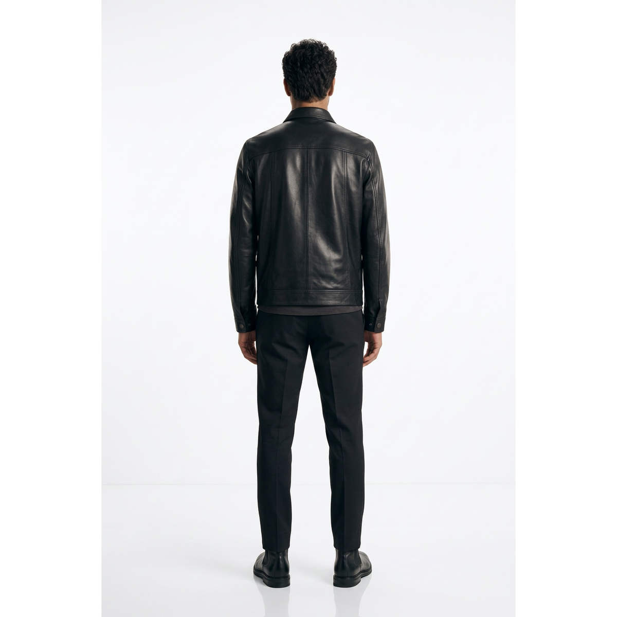 Men's VIA CONDOTTI Fine Lamb Skin Leather Jacket Zippered ENDY Black