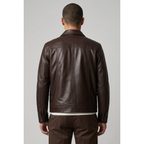 Men's VIA CONDOTTI Fine Lamb Skin Leather Jacket Zippered ENDY Dark Brown