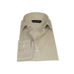 Men's Shirt ENZO PARK Turkey Soft Cotton Wrinkle Resistant Enzo7 Tan Stripe