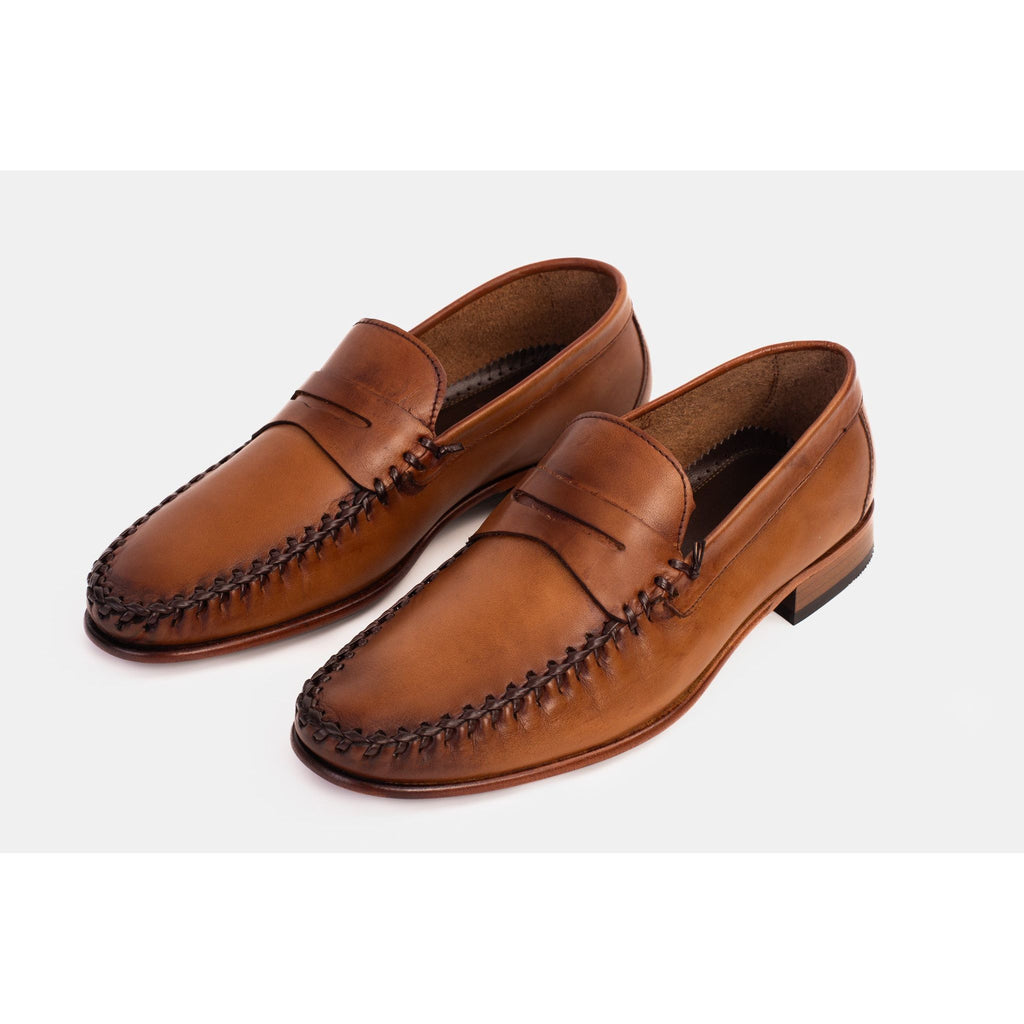 The Eregli Tan Leather Penny Loafer Men Shoe