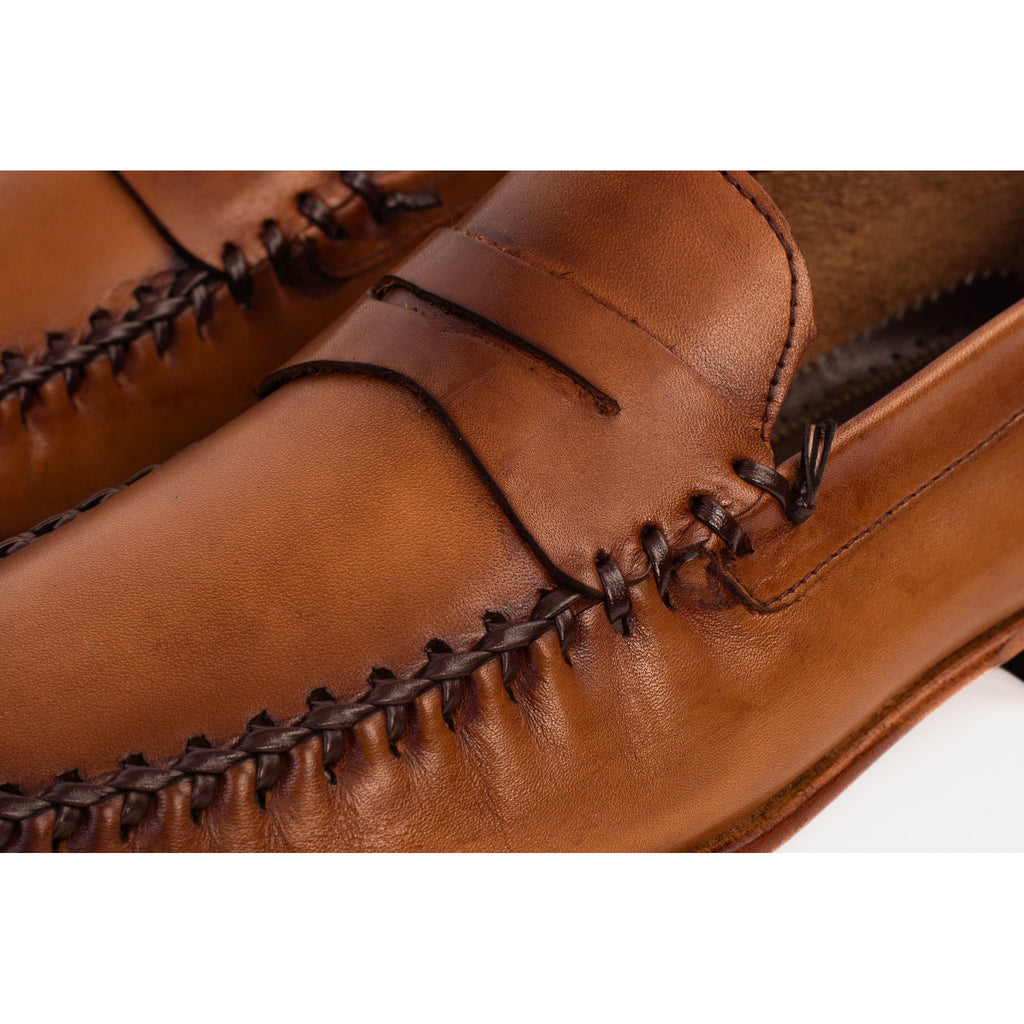 The Eregli Tan Leather Penny Loafer Men Shoe