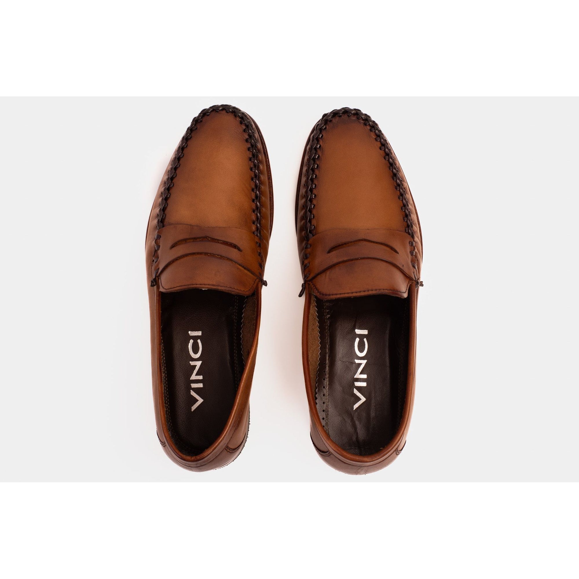 The Eregli Tan Leather Penny Loafer Men Shoe