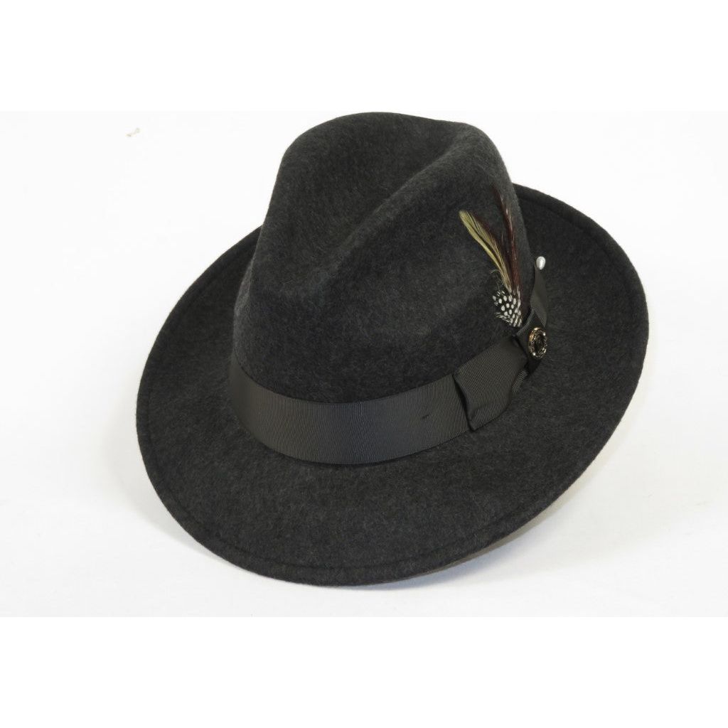 Men Bruno Capelo Hat Australian Wool Fedora EXECUTIVE EX329 Charcoal Gray