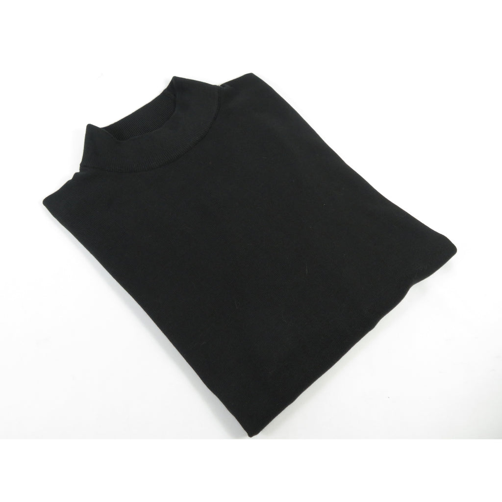 Men's Sweater Knit By Bassiri Mock Neck Cotton Tencel Soft 630 EZRA Black