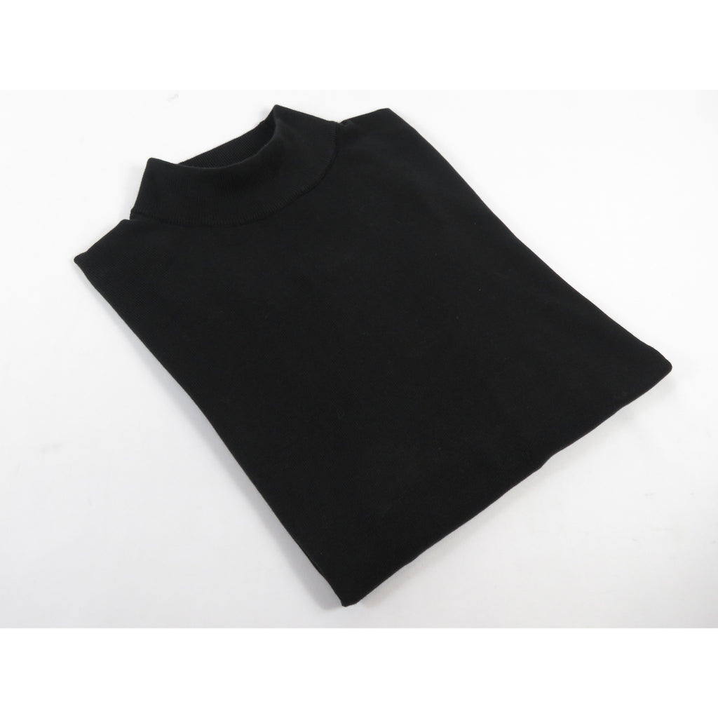 Men's Sweater Knit By Bassiri Mock Neck Cotton Tencel Soft 630 EZRA Black