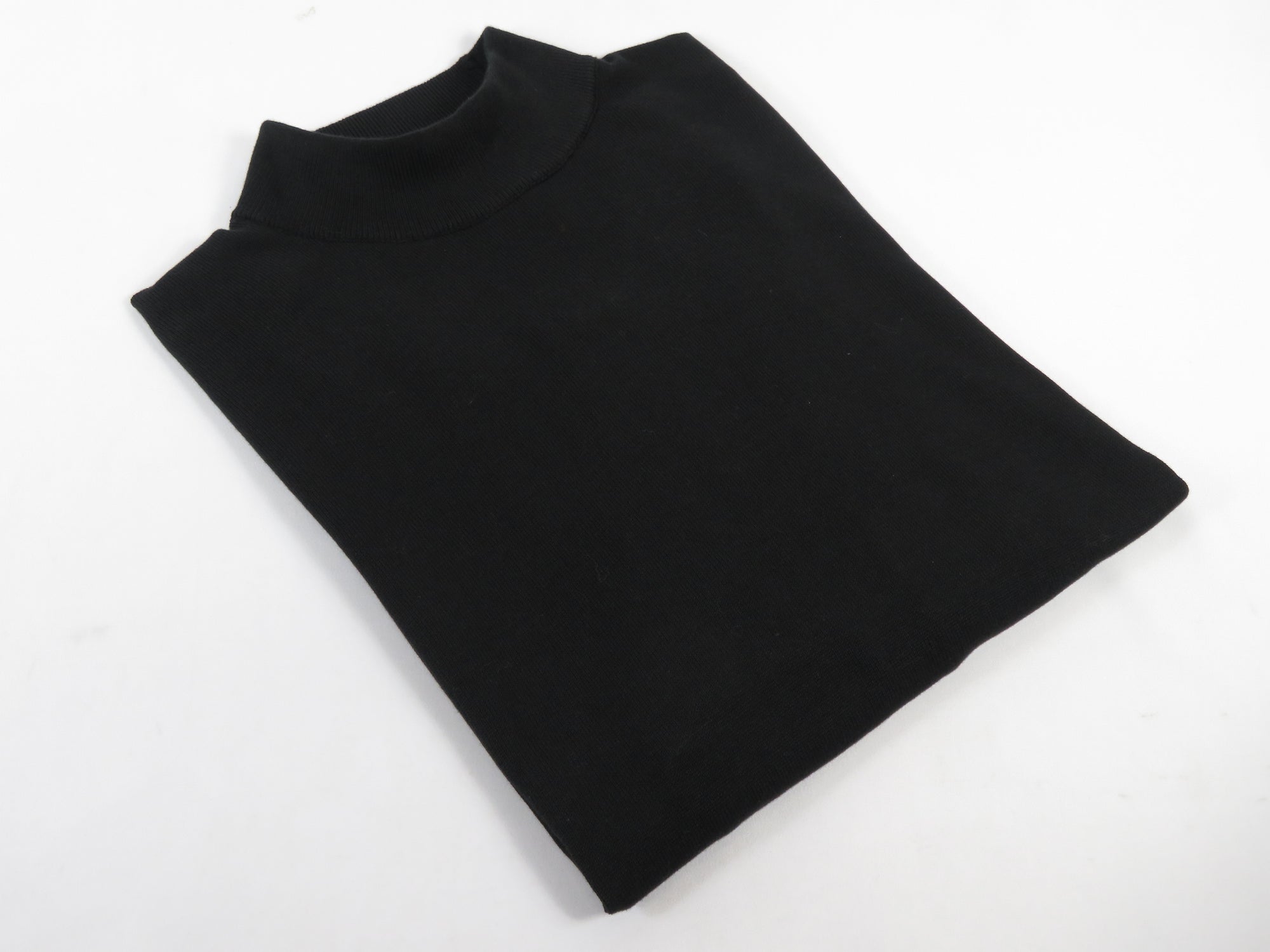 Men's Sweater Knit By Bassiri Mock Neck Cotton Tencel Soft 630 EZRA Black