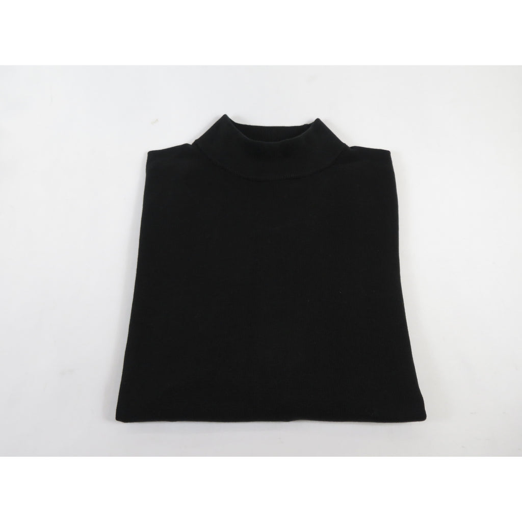 Men's Sweater Knit By Bassiri Mock Neck Cotton Tencel Soft 630 EZRA Black