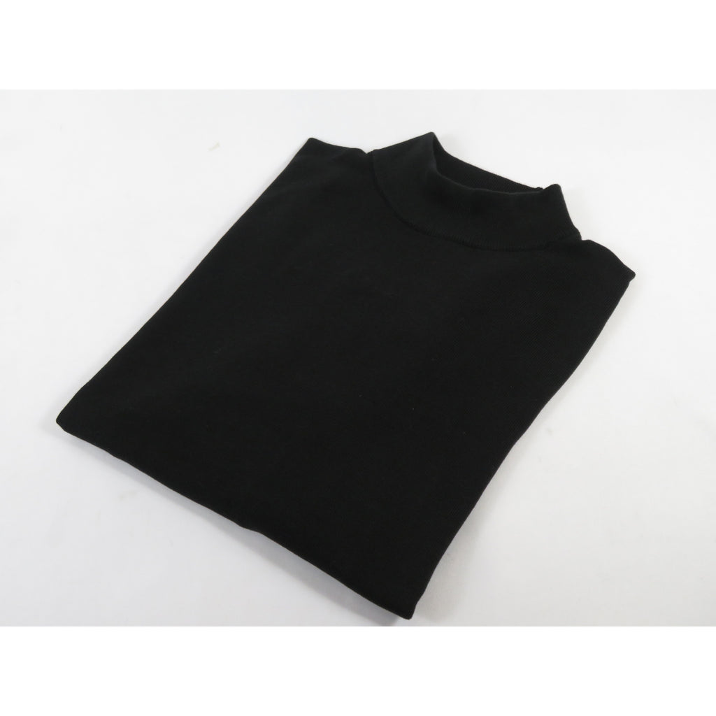 Men's Sweater Knit By Bassiri Mock Neck Cotton Tencel Soft 630 EZRA Black