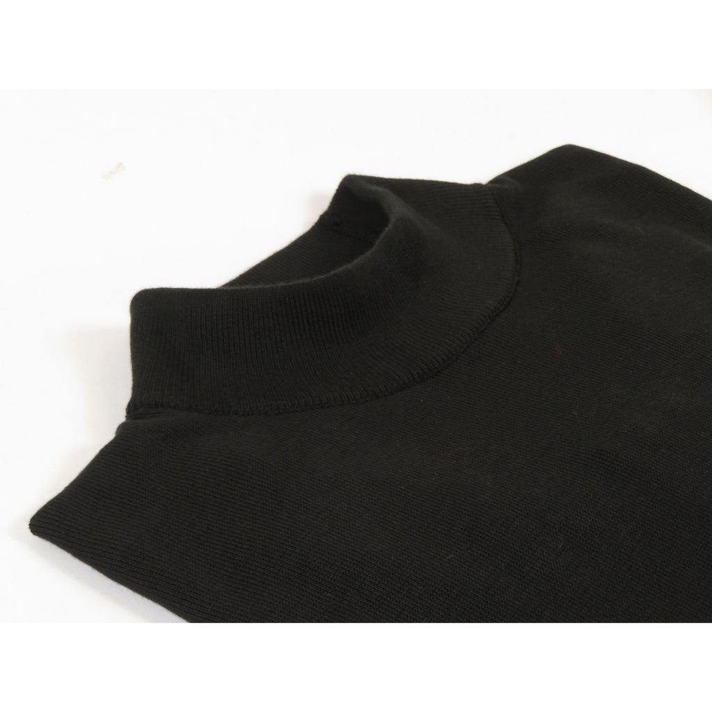 Men's Sweater Knit By Bassiri Mock Neck Cotton Tencel Soft 630 EZRA Black