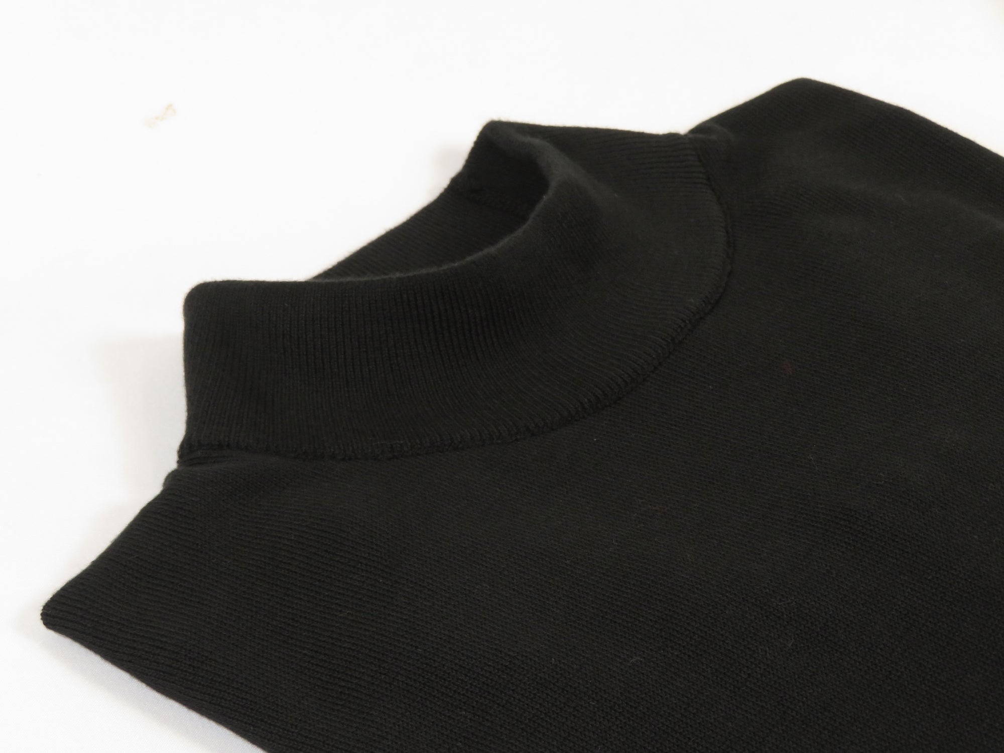 Men's Sweater Knit By Bassiri Mock Neck Cotton Tencel Soft 630 EZRA Black
