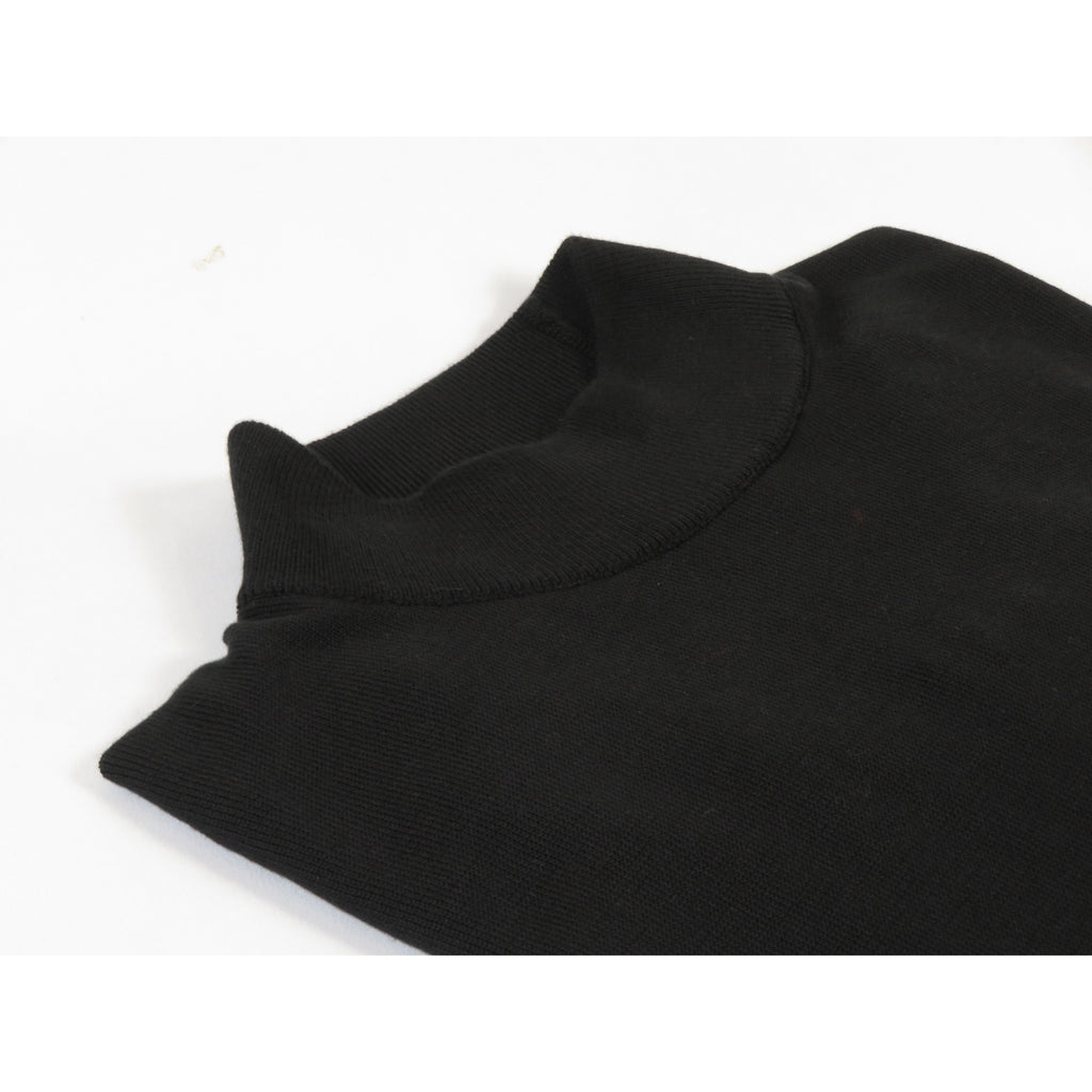 Men's Sweater Knit By Bassiri Mock Neck Cotton Tencel Soft 630 EZRA Black