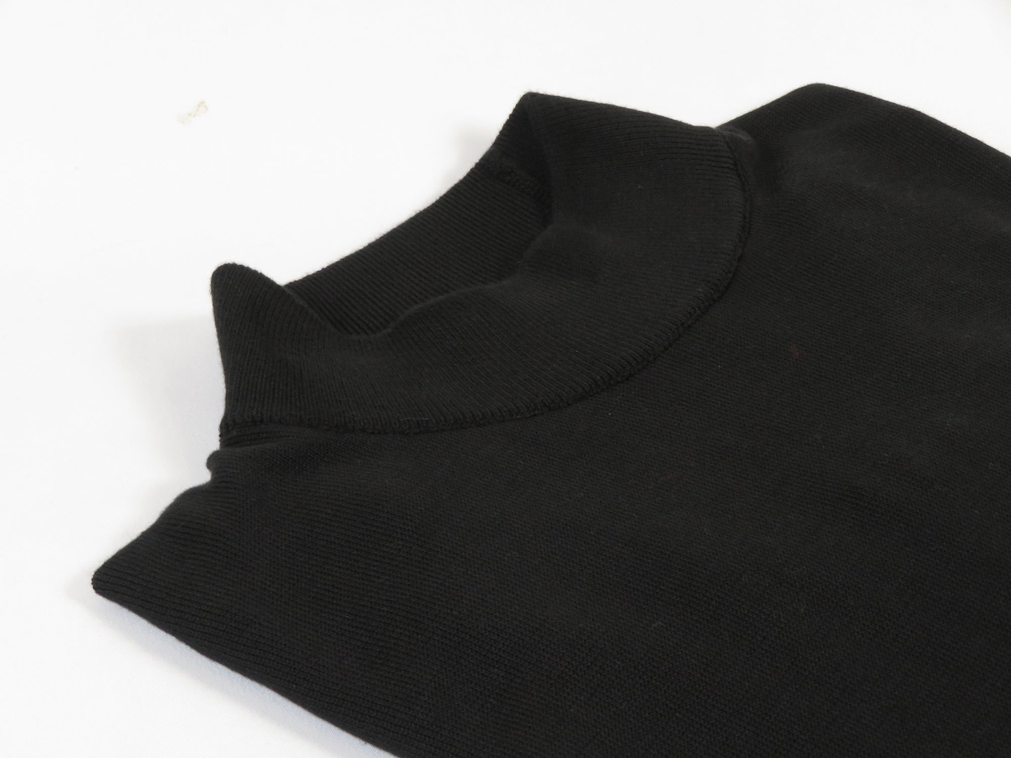 Men's Sweater Knit By Bassiri Mock Neck Cotton Tencel Soft 630 EZRA Black
