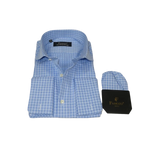 Men's Shirt FAMOZO Turkey 100% Cotton Cut-away Collar French Cuffs FA5 Blue