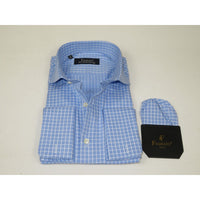 Men's Shirt FAMOZO Turkey 100% Cotton Cut-away Collar French Cuffs FA5 Blue