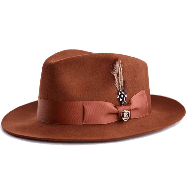 Bruno Capelo Hat Australian Wool Fedora Teardrop Crown Fabio FB222 Brandy