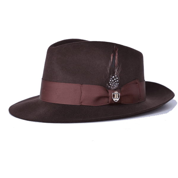 Bruno Capelo Hat Australian Wool Fedora Teardrop Crown Fabio FB227 Brown