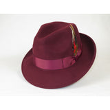 Men's Milani Wool Fedora Hat Soft Crushable Lined FD219 Burgundy