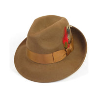 Men's Milani Wool Fedora Hat Soft Crushable Lined FD219 Pecan Brown