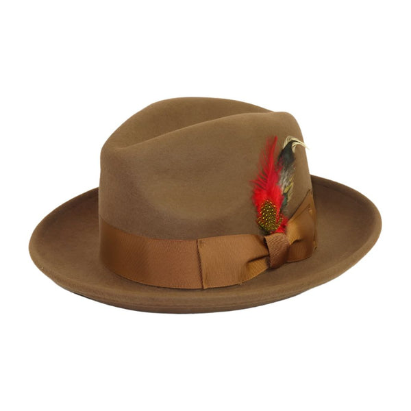 Men's Milani Wool Fedora Hat Soft Crushable Lined FD219 Pecan Brown