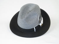 Men's Milani Straw Braided Fedora Hat Soft Crushable FDS-006 Black/White