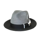 Men's Milani Straw Braided Fedora Hat Soft Crushable FDS-006 Black/White
