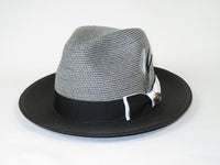Men's Milani Straw Braided Fedora Hat Soft Crushable FDS-006 Black/White