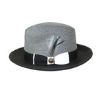 Men's Milani Straw Braided Fedora Hat Soft Crushable FDS-006 Black/White