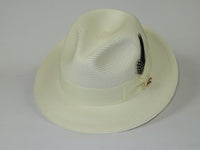 Men's Milani Straw Braided Fedora Hat Soft Crushable FDS-002 Solid Ivory