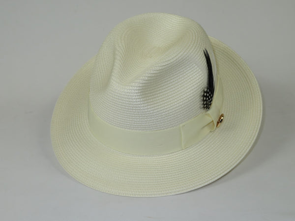 Men's Milani Straw Braided Fedora Hat Soft Crushable FDS-002 Solid Ivory