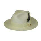 Men's Milani Straw Braided Fedora Hat Soft Crushable FDS-002 Solid Ivory