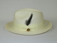 Men's Milani Straw Braided Fedora Hat Soft Crushable FDS-002 Solid Ivory
