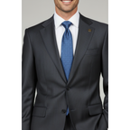 Men's Fabio Matteo Turkish Suit Fine Super 160's Italian Wool FB222 #07 Gray Blue Stripe