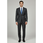 Men's Fabio Matteo Turkish Suit Fine Super 160's Italian Wool FB222 #07 Gray Blue Stripe