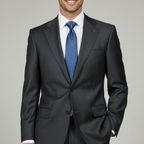Men's Fabio Matteo Turkish Suit Fine Super 160's Italian Wool FB222 #07 Gray Blue Stripe