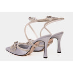 The Floransa Silver Leather Pointy Toe Ankle Strap WomenSandal Final Sale!