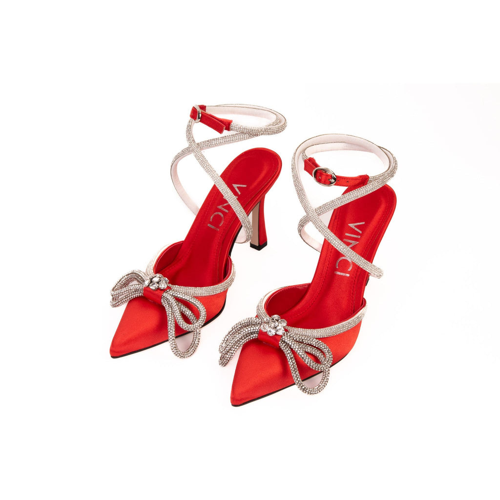 The Floransa Red Leather Pointy Toe Ankle Strap Women Sandal Final Sale!