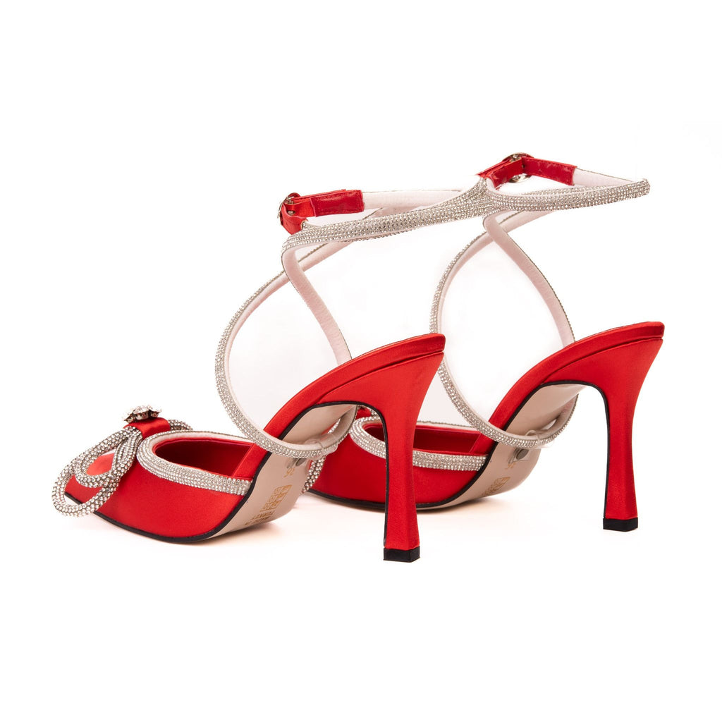 The Floransa Red Leather Pointy Toe Ankle Strap Women Sandal Final Sale!