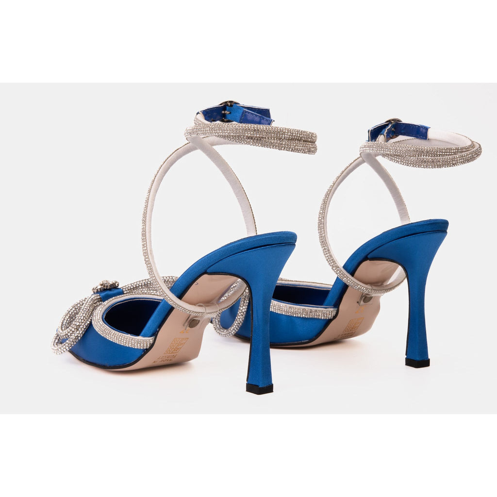 The Floransa Sax Blue Leather Pointy Toe Ankle Strap Women Sandal Final Sale!