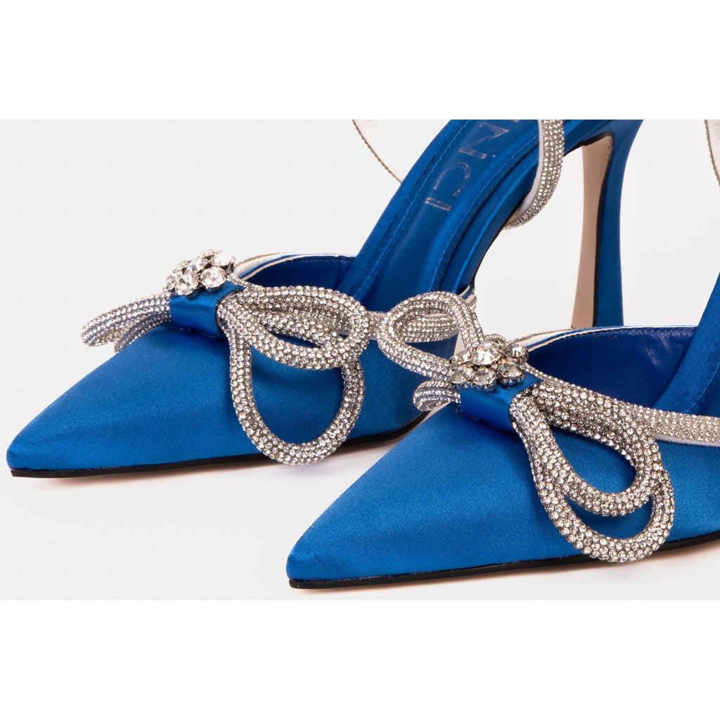 The Floransa Sax Blue Leather Pointy Toe Ankle Strap Women Sandal Final Sale!