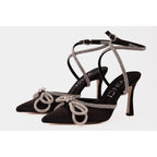 The Floransa Black Leather Pointy Toe Ankle Strap Women Sandal Final Sale!