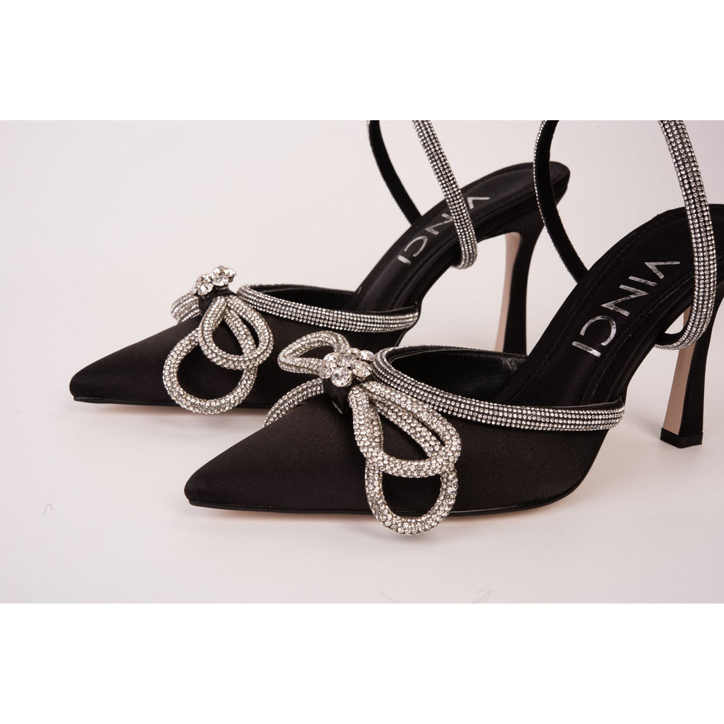 The Floransa Black Leather Pointy Toe Ankle Strap Women Sandal Final Sale!