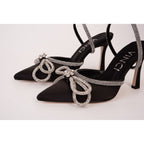 The Floransa Black Leather Pointy Toe Ankle Strap Women Sandal Final Sale!