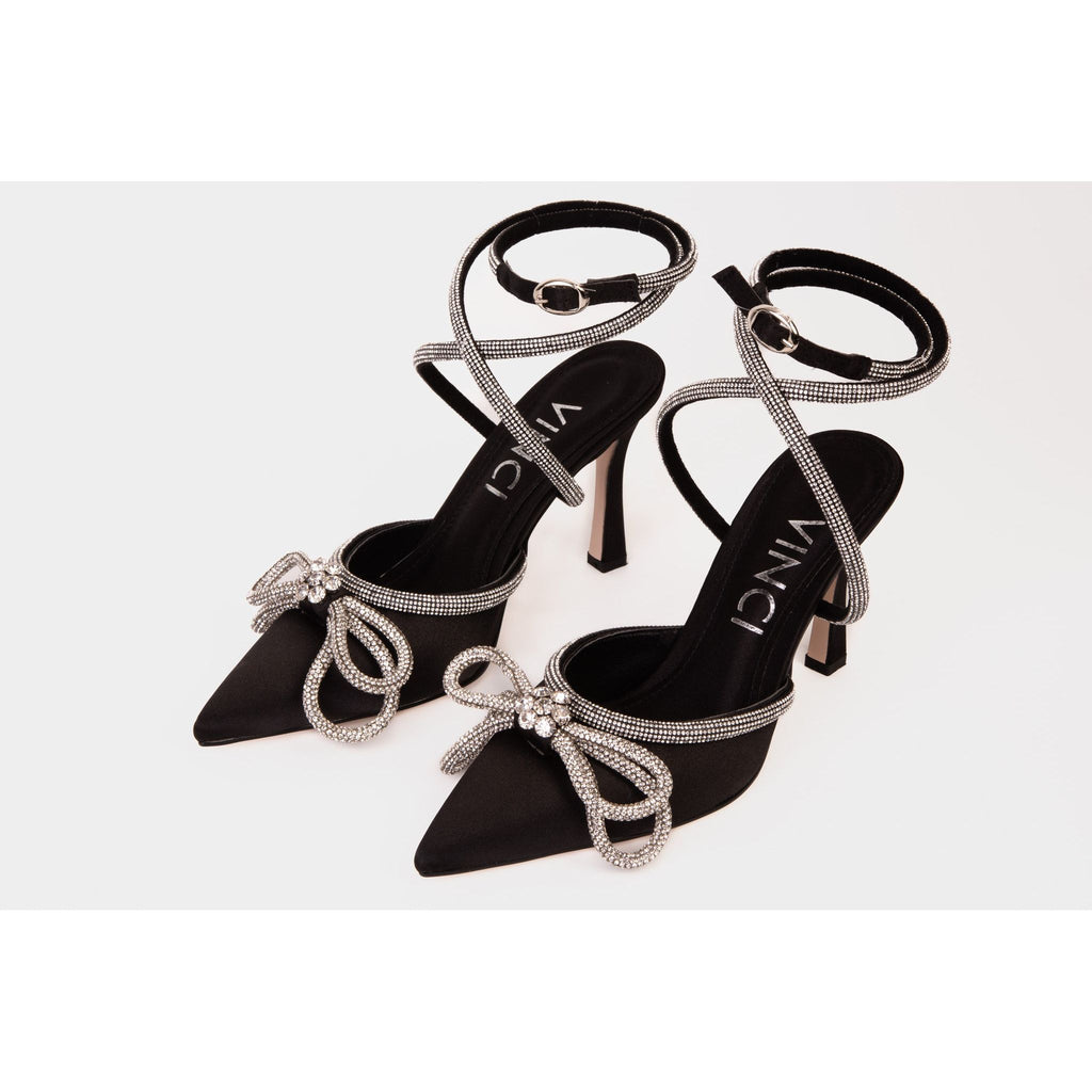 The Floransa Black Leather Pointy Toe Ankle Strap Women Sandal Final Sale!