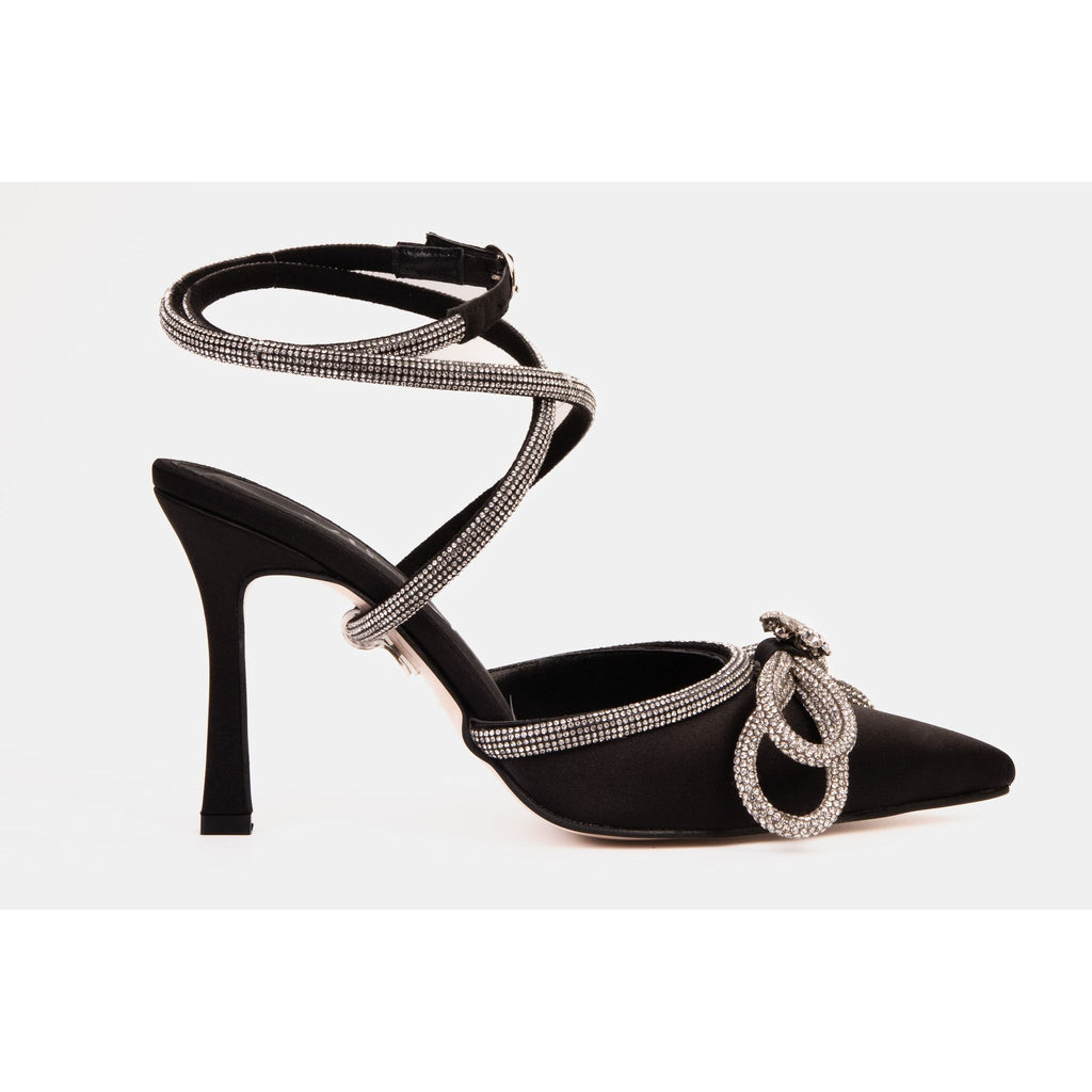 The Floransa Black Leather Pointy Toe Ankle Strap Women Sandal Final Sale!